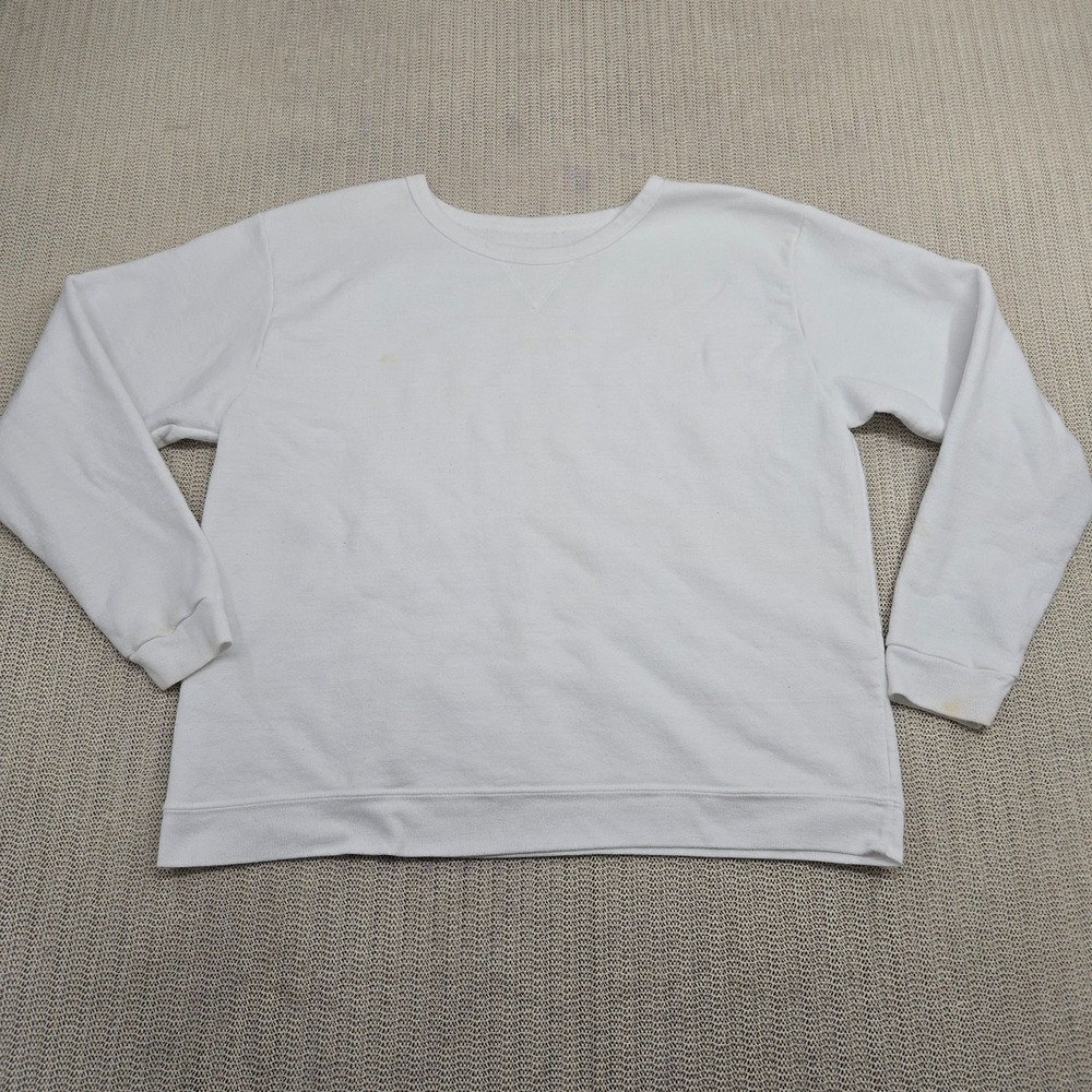 Vintage Hanes Soft Sweatshirt Womens Large White Crew Neck Pullover Y2K